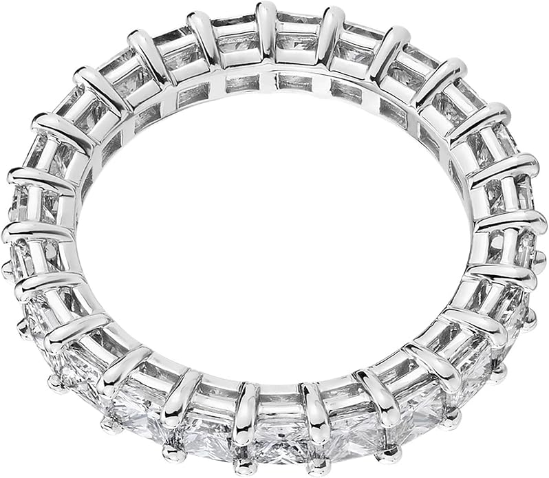 PAVOI 14K Gold Plated Rings with Cubic Zirconia Love and Stackable 3mm Princess Cut Rings for Women