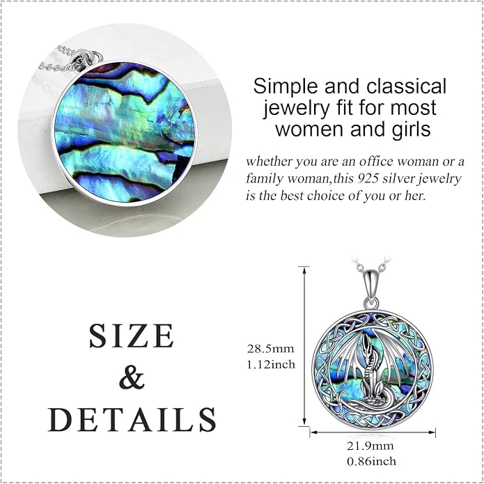LUHE Sterling Silver Dragon/Wolf/Phoenix/Hummingbird/Horse/Unicorn Religious Pendant Necklace for Women Oxidized vintage Celtics Necklace Jewelry Christmas Gifts