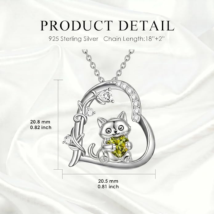 PELOVNY Teddy Bear Necklace for Women 925 Sterling Silver Bear/Highland Cow/Fox/Cat/Axolotl Birthstone Necklace Christmas Birthday Jewelry Gifts for Mom Daughter Wife Sister