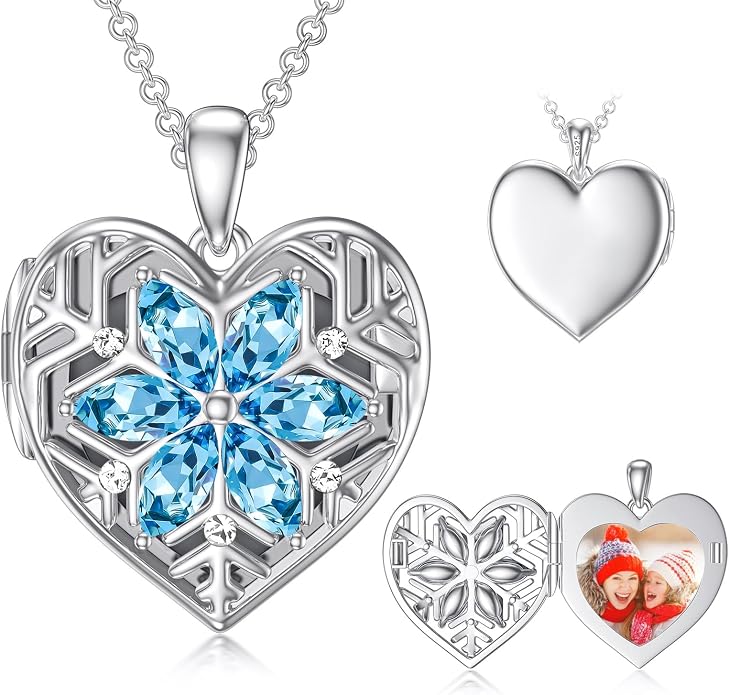 Dorunmo Personalized Locket Necklace 925 Sterling Silver that Holds Pictures Butterfly Birthstone Photo Heart Locket Custom Jewelry Congratulations New Beginnings New Job Gifts for Women