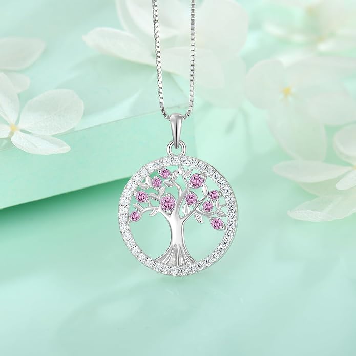 STARCHENIE Tree of Life Necklace 925 Sterling Silver Pendant for Women Family Tree Necklaces Birthstone Jewelry for Her Wife Mom Grandma