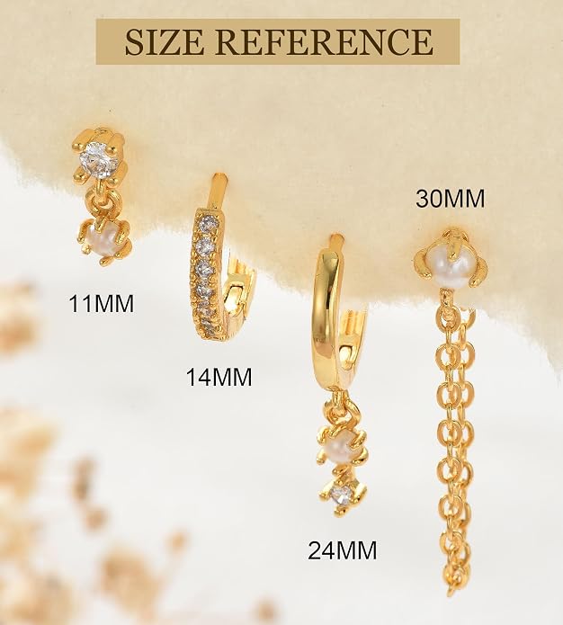 6 Pairs 14K Gold Plated Stud Earrings for Women, Hypoallergenic Cartilage Earrings for Multiple Piercing, Dainty Small Stackable Earrings Set for Jewelry Gift