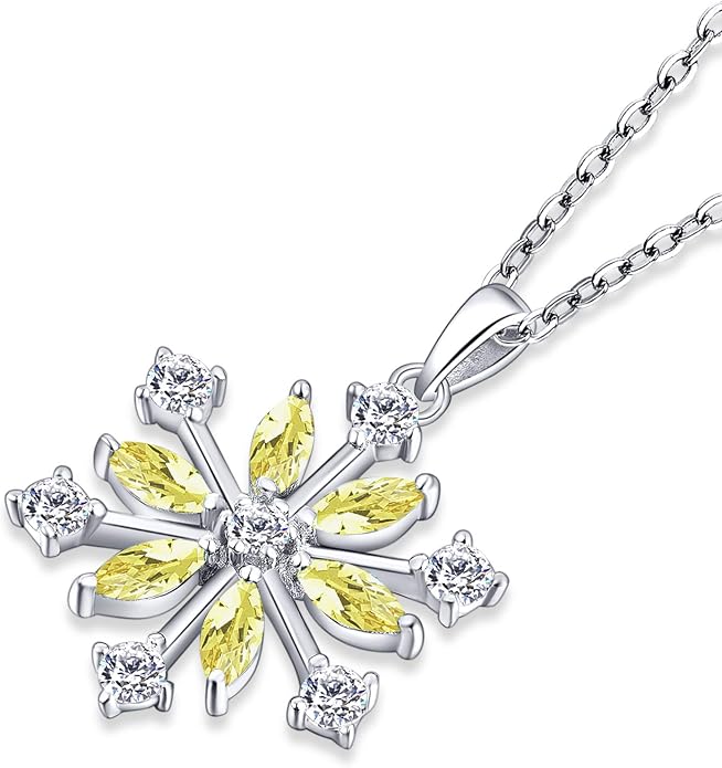 JO WISDOM 925 Sterling Silver White/Blue CZ Winter Frozen Large Snowflake Necklace Pendant