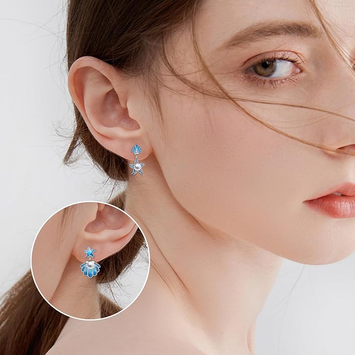 Beach Starfish Earrings for Women Sterling Silver Starfish Jewelry Gifts