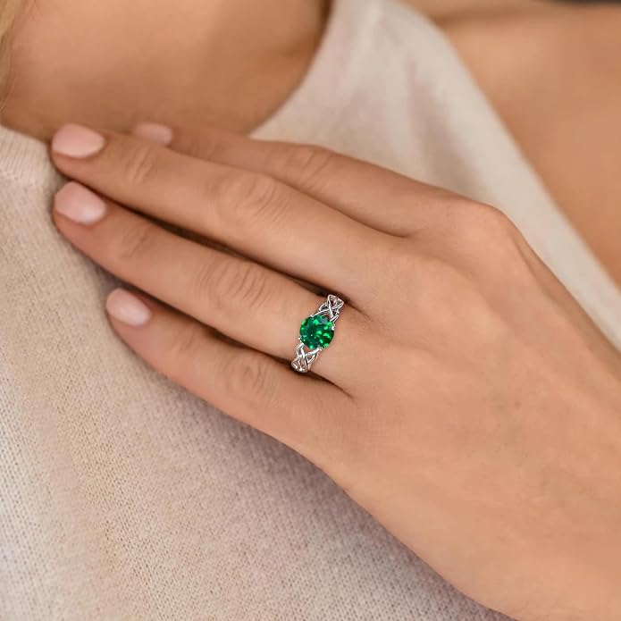STARCHENIE Celtic Knot Promise Ring for Women 925 Sterling Silver Engagement Wedding Band with Birthstone (Size 5-10)