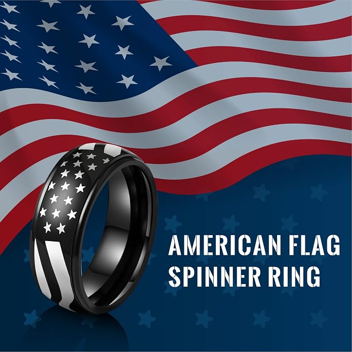 LAOYOU Fidget Anxiety Ring for Men | 8mm Spinner Band for Calming, Worry, Stress Relief & Mindfulness | Hypoallergenic Stainless Steel Comfort Fit Non Tarnish
