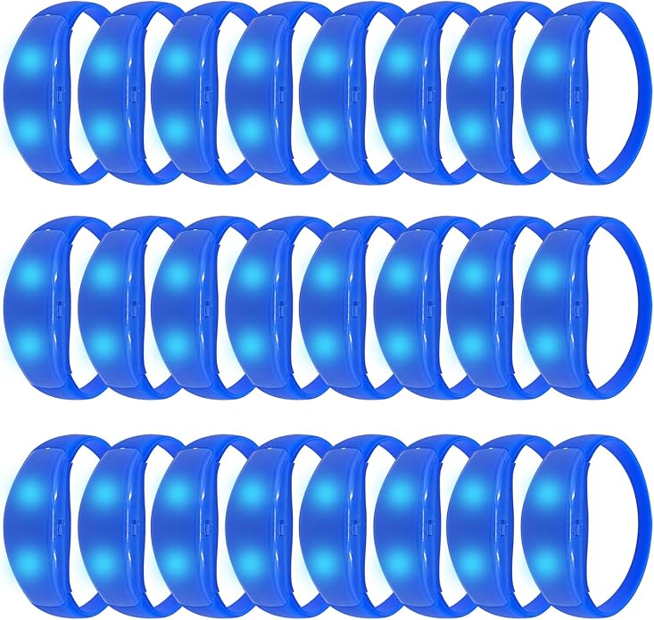24 Pcs Sound Activated LED Glow Bracelets Light Up Bracelets for Adults Glow in the Dark Bracelets Neon Supplies for Concert