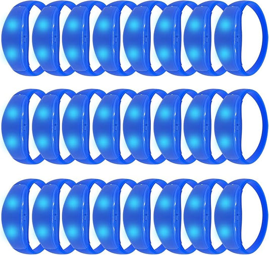 24 Pcs Sound Activated LED Glow Bracelets Light Up Bracelets for Adults Glow in the Dark Bracelets Neon Supplies for Concert