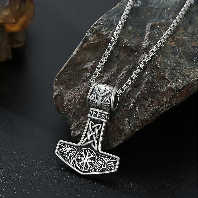 Viking Necklace for Men 925 Sterling Silver Nordic Viking Necklace Viking Amulet Jewelry Gifts for Men Women