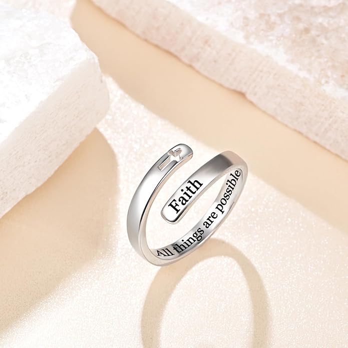 Silver Adjustable Ring Inspirational Jewelry S925 Sterling Wrap Open Ring for Women