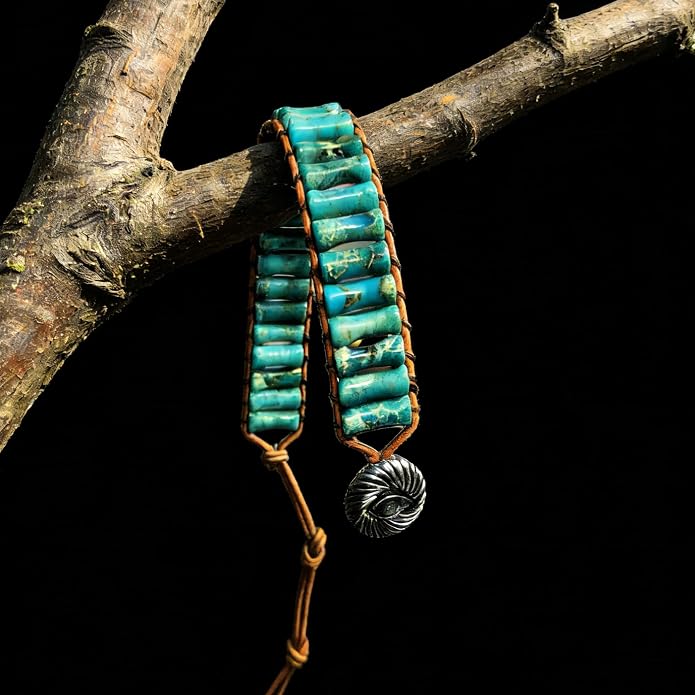 Plumiss Women Boho Handmade Natural Stone Crystal Leather Bead Wrap Bracelets Collection