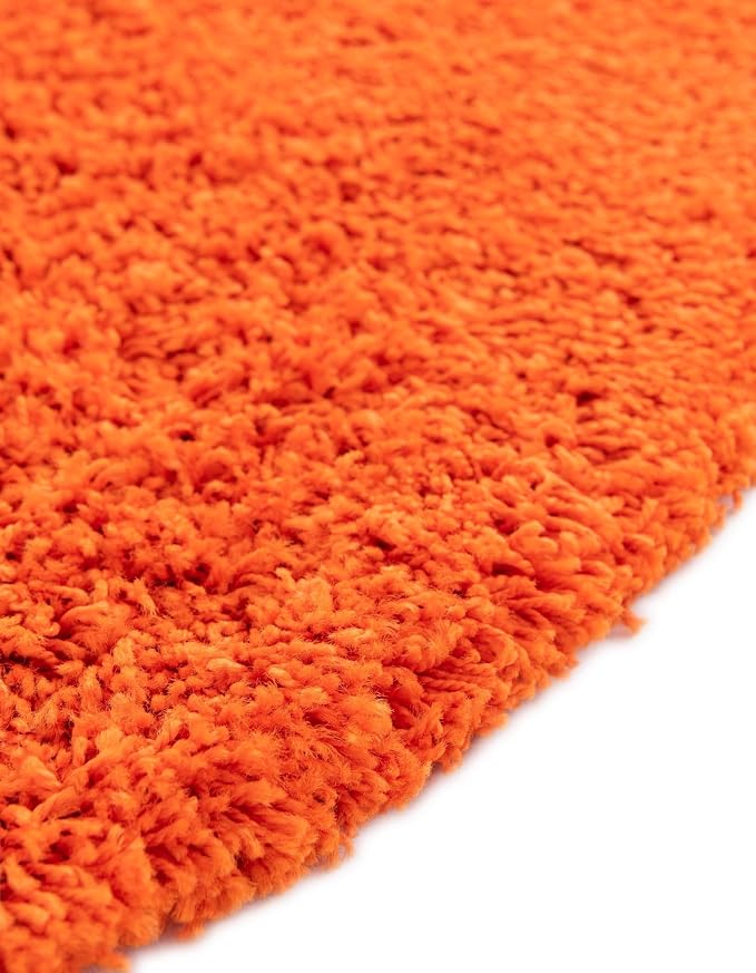 Unique Loom Solid Shag Collection Area Rug (3' 1" Round, Tiger Orange)