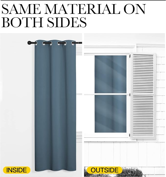 NICETOWN Smoky Blue Blackout Curtains 96 inches Length for Living Room, 2 Panels, 55" Wide, Thermal Insulated Long Drapes for Large Window