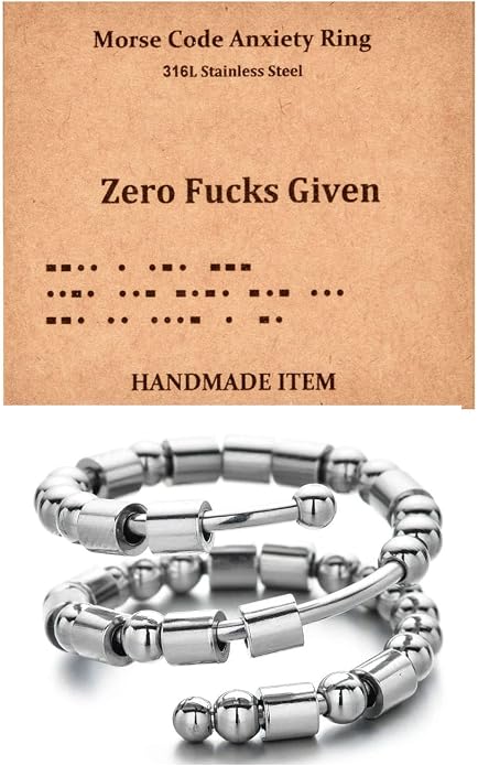 Morse Code Rings for Women, Stainless Steel Spinner Ring Fidget Rings for Anxiety Ring Morse Code Rings Inspirational Gifts Jewelry Women Birthday Graduation Gifts for Best Friends