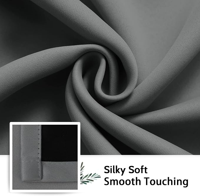SimpleHome Grey 100% Blackout Curtains Room Darkening Living Room 84 Inch | Curtains for Bedroom,Thermal Insulated Grommet Window Drapes,Curtains for Living Room with Black Back,42 x 84 Inch,2 Panels