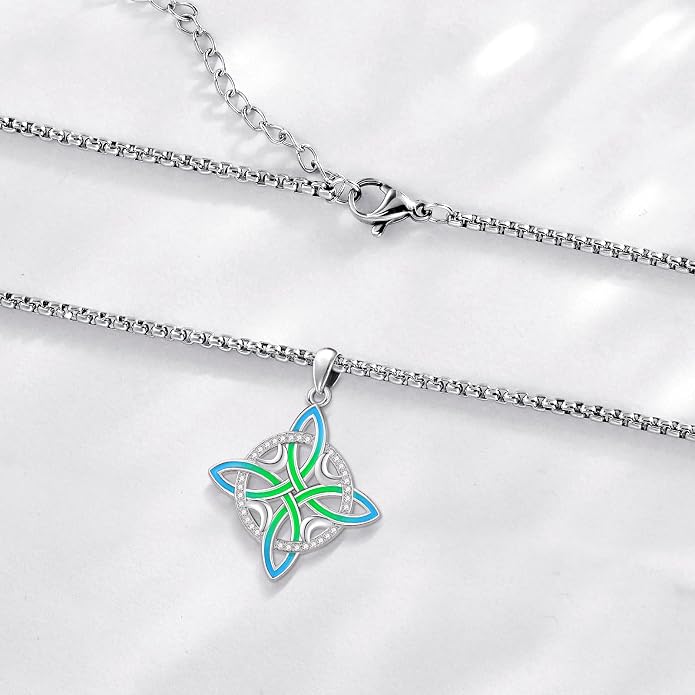 Pentagram Necklace Sterling Silver Triple Moon Goddess/Celtic Knot Witches Knot/Ankh/Sun and Moon/Hecate/Lilith/Santa Muerte/Tetragrammaton Pendant Necklace Pagan Wiccan Magic Egyptian Amulet Jewelry for Women Men