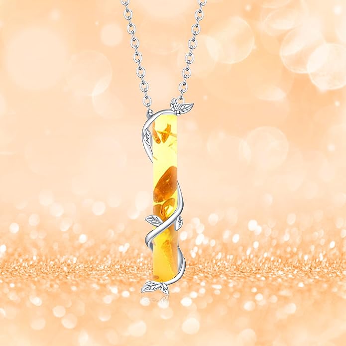 Bar Opal Leaf Necklace For Women S925 Sterling Silver White Opal Pendant with Leaf Charm Bar Pendant Jewelry Gift For Mom Daughter Wife