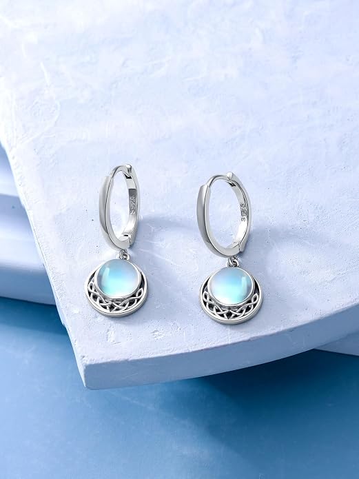 Dorunmo Moonstone Dangle Drop Earrings s925 Sterling Silver Leverback Earrings Filigree Moonstone Jewelry Birthday Gifts for Women