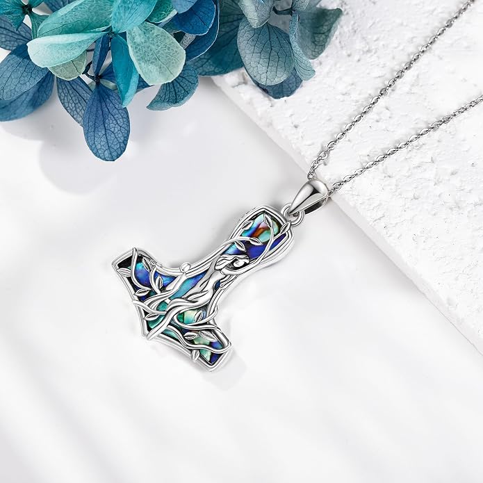 Mother Necklaces Sterling Silver Mom/Mommy of an Angel/Mom Thor Hammer/Heart Footprint Pendant Birthday Mothers Day Jewelry for Women
