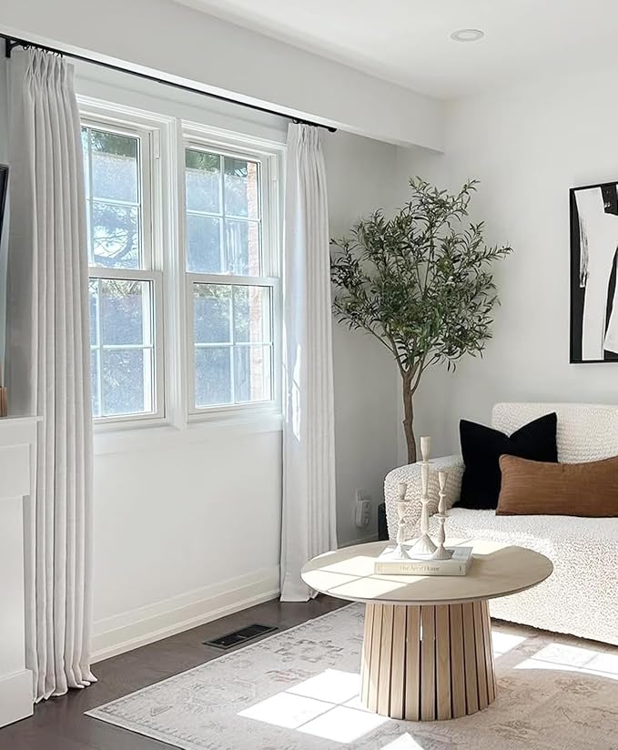 CAPALOCA Pinch Pleated Curtains Blackout, Linen Blackout Curtains 102 inches Long for Bedroom, Thermal Insulated Pinch Pleated Drapes for Living Room, 40" W x 102" L (Pack of 2),Neutral White