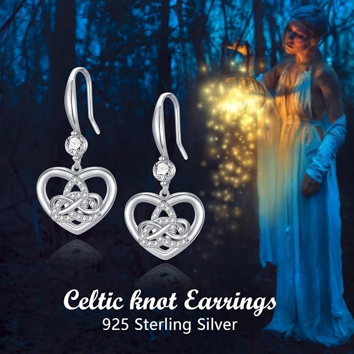 Celtic Knot Earrings 925 Sterling Silver Abalone Drop Dangle Celtic Earrings Gifts for Women