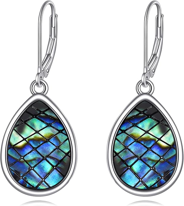 Abalone Shell Dangle Drop Earrings for Women 925 Sterling Silver Filigree Bohemian Earrings Jewelry Gift