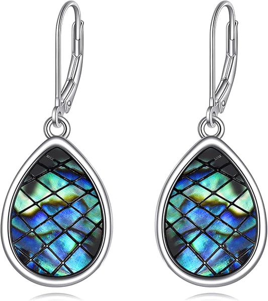 Abalone Shell Dangle Drop Earrings for Women 925 Sterling Silver Filigree Bohemian Earrings Jewelry Gift