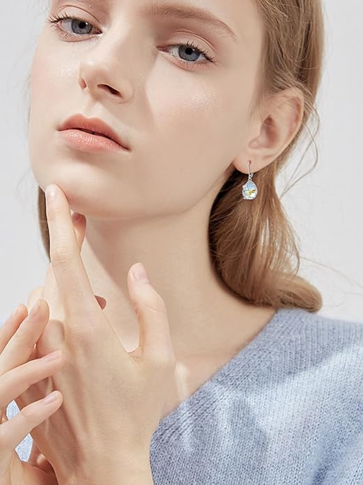 Dorunmo Moonstone Dangle Drop Earrings s925 Sterling Silver Leverback Earrings Filigree Moonstone Jewelry Birthday Gifts for Women