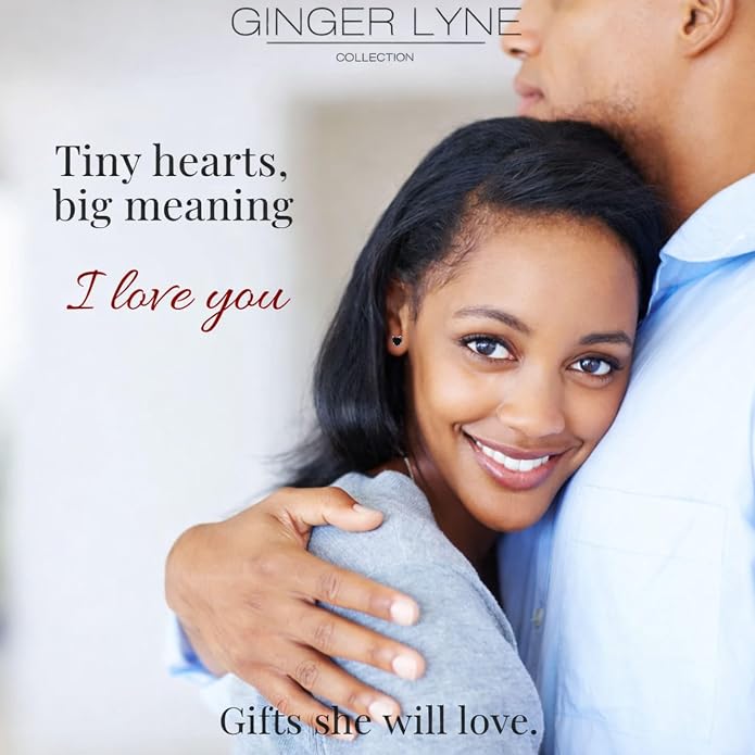 Titanium Heart CZ Labret Stud Earrings for Piercings by Ginger Lyne 6Pc Set G23 Screw Front Flat Back Body Jewelry 2 pair post 6mm, 8mm Cartilage, Helix, Tragus, Lip, Conch, Lobe