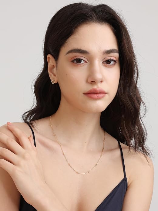 FRUMOS Gold Plated Necklace for Women, Dainty Layered Chain Necklace, Fashion Jewelry for Daily Wear