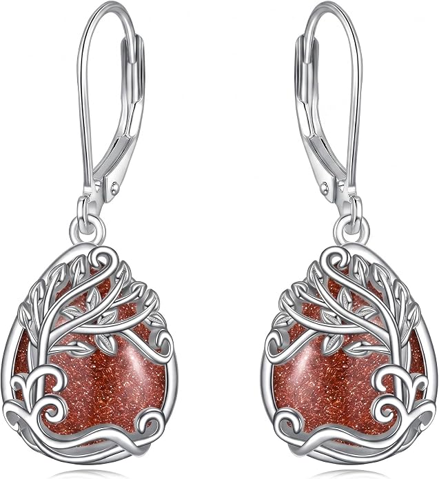 Teardrop Tree of Life/Filigree Earrings for Women Dangle Leverback Earrings Jewelry Gift Anniversary For Her