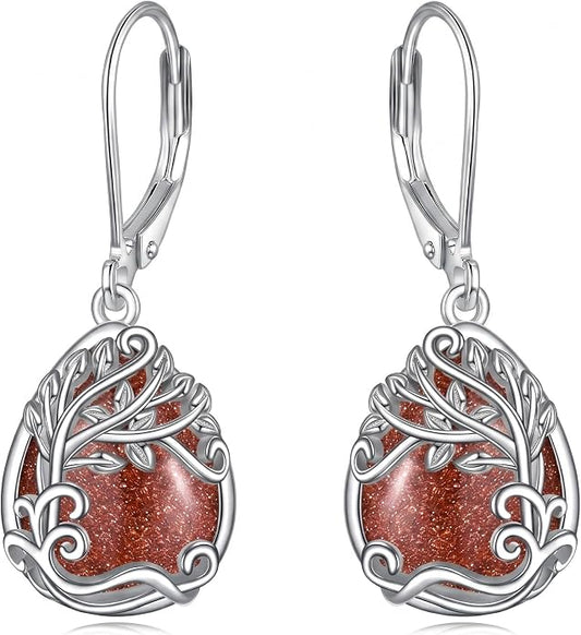 Teardrop Tree of Life/Filigree Earrings for Women Dangle Leverback Earrings Jewelry Gift Anniversary For Her