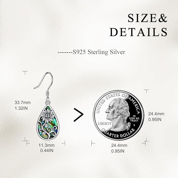 AOBOCO Teardrop Dangle Earrings for Women 925 Sterling Silver Moonstone Flower Filigree Leverback Jewelry Birthday