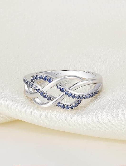 YL Celtic Knot Rings 925 Sterling Silver Twisted Knot Ring Birthstone Infinity Statement Jewelry for Women-size5