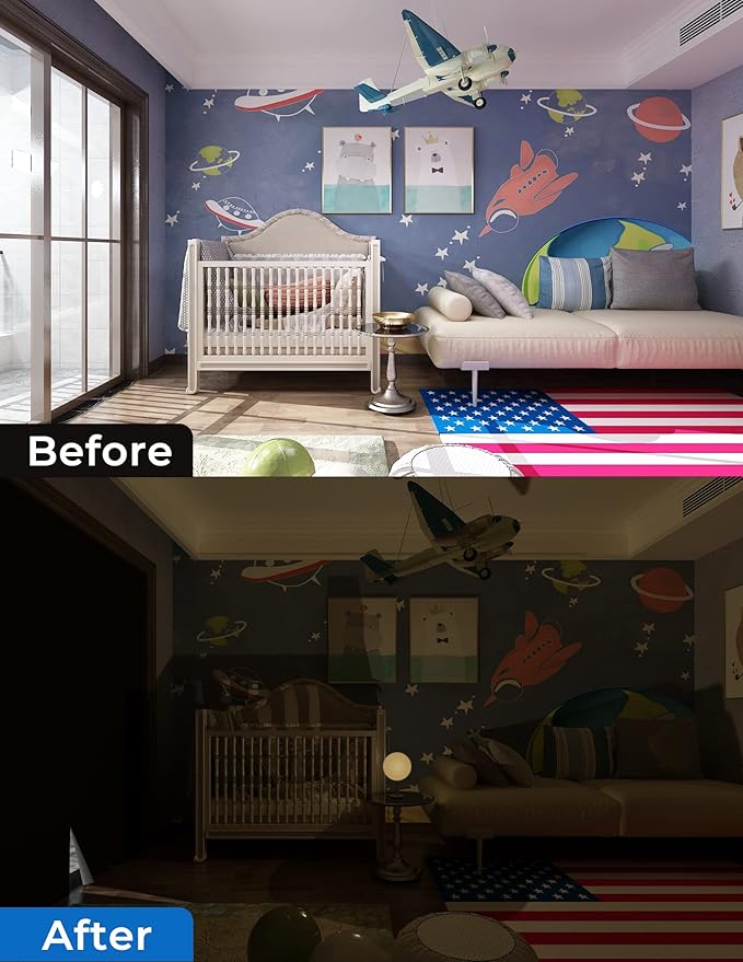 Sumobaby Blackout Curtains for Bedroom Portable 96”x60”Black Out Window Cover with Heat-Resistant Hook&Loop Tape,100% Blackout Shades,NoDrill Blinds for Windows DIY Cut Fit for Nursery&Dorm Room,Black