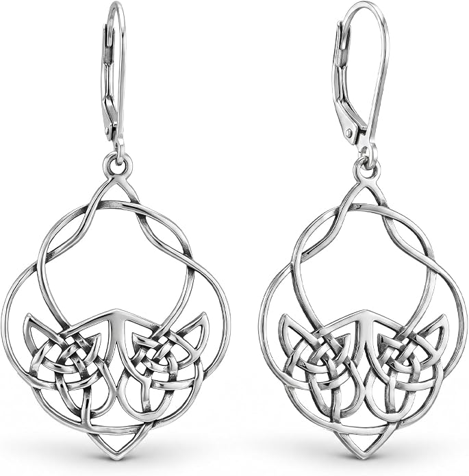 LeCalla 925 Sterling Silver Antique Earrings for Women | Filigree Leverback Dangle Earring | Drop Dangle Earrings for Women | Oxidized Silver Jewelry for Her Mom Wife