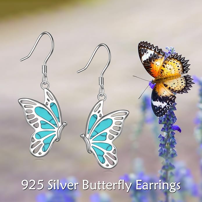 Butterflygold/Cat/dog/Dragonfly/Orca/Bee/Amber/Axolotl/Toothless/Hedgehog/Dragon/Snake/Horse/Mushroom/Anime/Dragonfly Earring for Women Sterling Silver Animals Drop Earring Jewelry Hypoallergenic (silver-butterfly)
