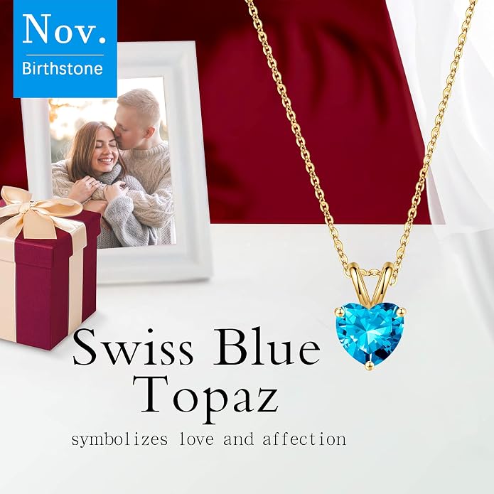 SMILEST Dainty Heart Birthstone Necklace for Women, 925 Sterling Silver Necklace Sparkling Heart Pendant, Anniversary Birthday Gifts for Women Mom Wife Daughter Girlfriend Grandma