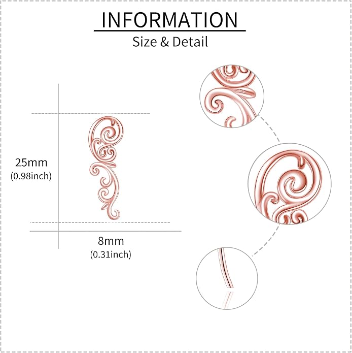 Ear Climbers Earrings for Women Sterling Silver Vintage Ear Crawler Earrings Jewelry Gifts for Women