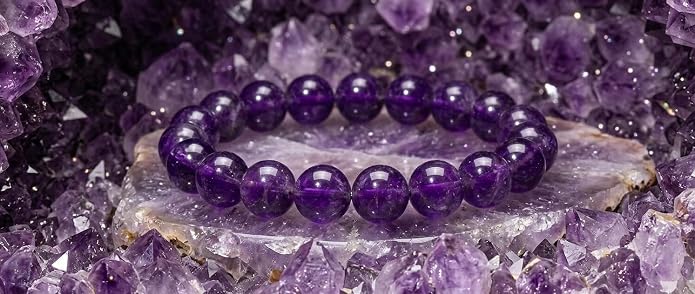 Natural Gemstone Bead Bracelet for Women – Healing Crystal Reiki Bracelet, Handmade Spiritual Protection Jewelry, Energy Stone Stretch Bracelet Gift for Women & Girls