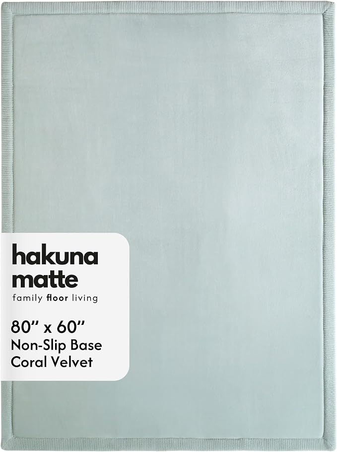 Hakuna Matte CloudSoft Baby Play Mat for Floor 60" x 80" Green | Coral Velvet Memory Foam Rug for Crawling & Cozy Play – Non-Slip, Water-Resistant, Easy-CareTummy Time Mat