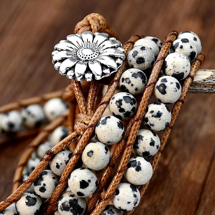 Boho Wrap Bead Bracelet for Women - Handmade Adjustable Natural Stone Beaded Bracelets Yoga Healing Bracelet Bangle Hippie Jewelry