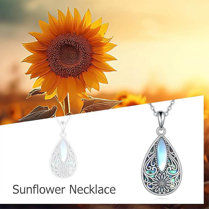 ONEFINITY Filigree Moonstone Necklace 925 Sterling Silver Bohemian Irish Celtic Necklace Abalone Shell Filigree Jewelry Gifts For Women