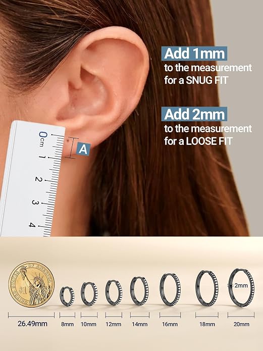 PROSTEEL Hoop Earrings for Women, Huggie Hoop with 925 Sterling Silver Post, 8/10/12/14/16/18/20mm Small Huggie Hoops, 14K Gold Plated/Silver/Black/Rose Gold Hypoallergenic Earrings Jewelry