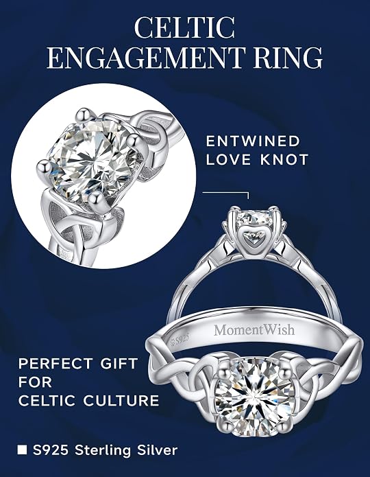 MomentWish Engagement Ring for Women, 1-2 Carats Moissanite Rromise Ring, D Color VVS1 Moissanite Wedding Ring 925 Sterling Silver Solitaire Rings