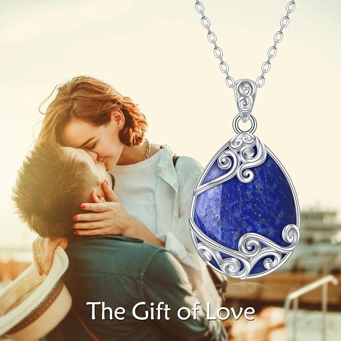 YAFEINI 925 Sterling Silver Moonstone Necklace Filigree Teardrop Pendant Necklace Jewelry for Women Girls