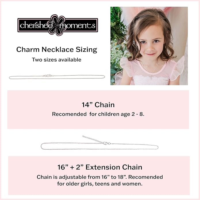Cherished Moments Girl's .925 Sterling Silver CTR Bar Necklace with Simulated Birthstone Heart Charm