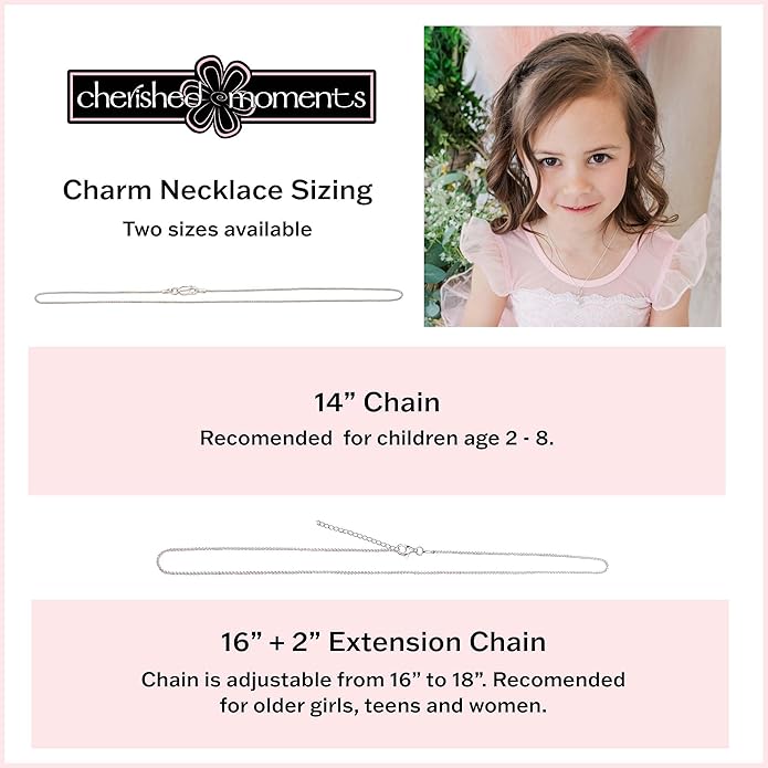 Cherished Moments Girl's .925 Sterling Silver CTR Bar Necklace with Simulated Birthstone Heart Charm
