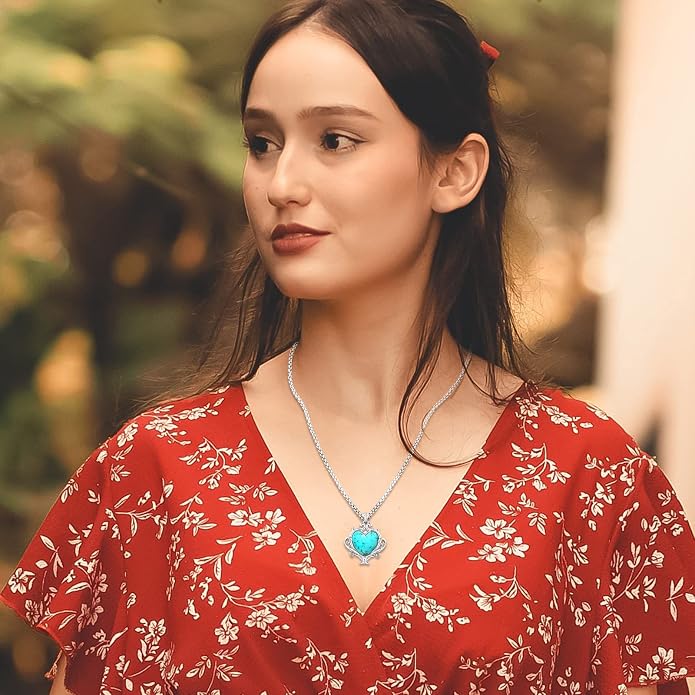 Turquoise Jewelry for Women Men 925 Sterling Silver Pendant Urn Necklaces for Ashes Picture Locket Necklace Thor Hammer Yggdrasil Virgen De Guadalupe St Michael Christopher Judas Witches Knot Necklace