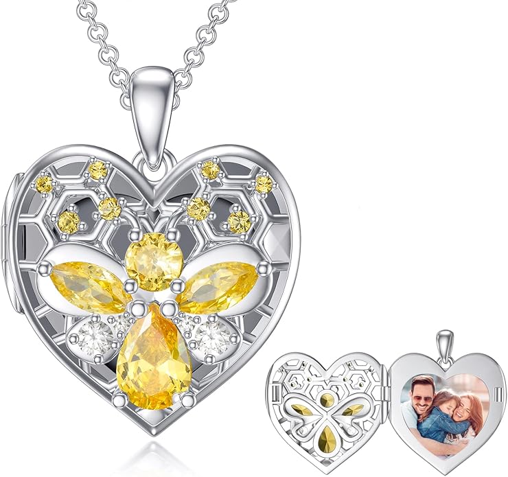 Dorunmo Personalized Locket Necklace 925 Sterling Silver that Holds Pictures Butterfly Birthstone Photo Heart Locket Custom Jewelry Congratulations New Beginnings New Job Gifts for Women